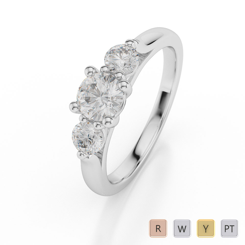 Gold / Platinum Diamond 3 (Three) Stone Ring AGDR-1045