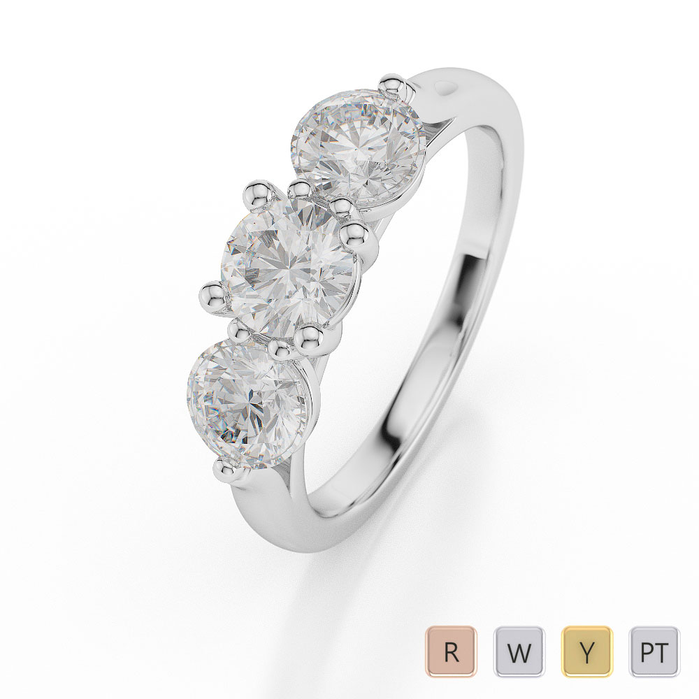 Gold / Platinum Diamond 3 (Three) Stone Ring AGDR-1046