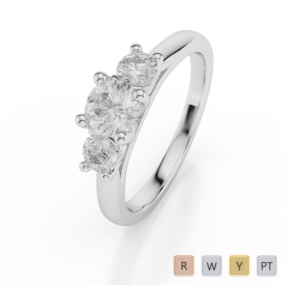 Gold / Platinum Diamond 3 (Three) Stone Ring AGDR-1047