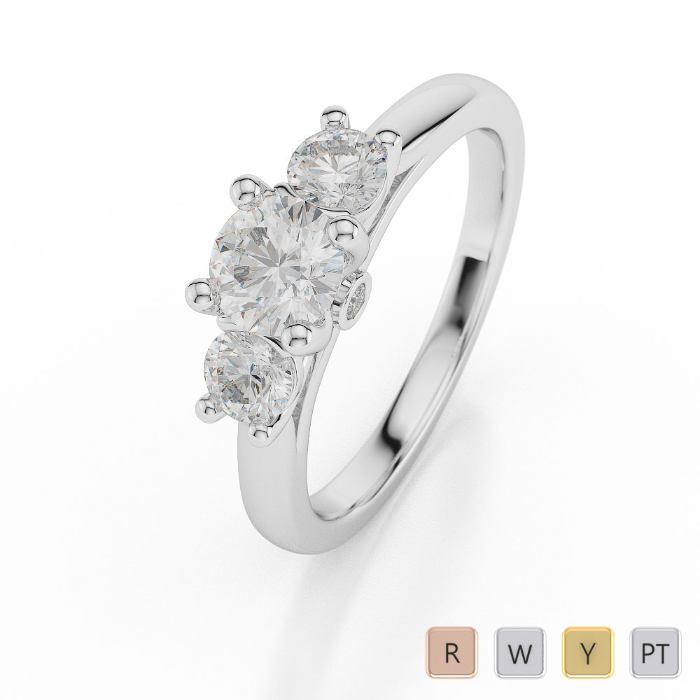 Gold / Platinum Diamond 3 (Three) Stone Ring AGDR-1048