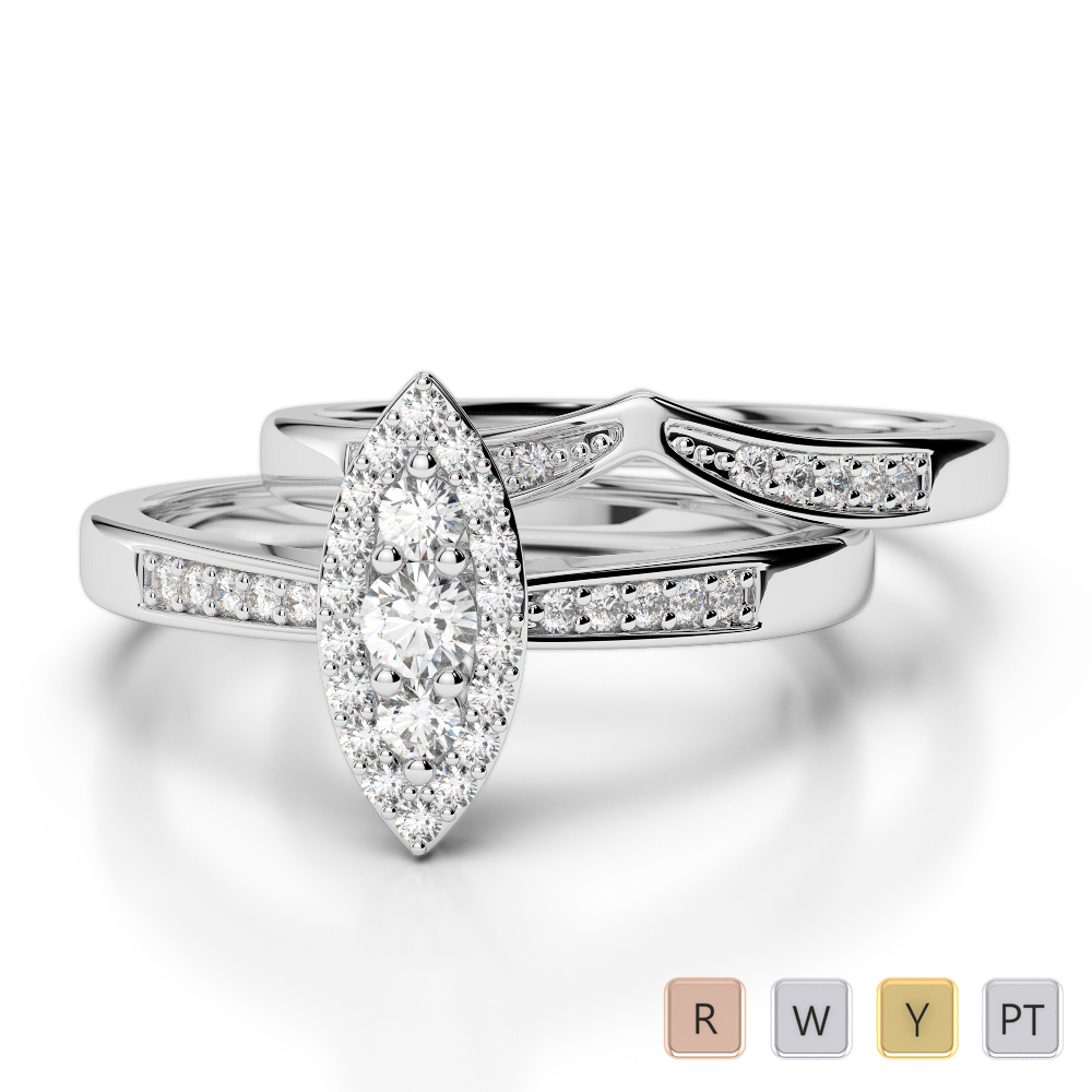 Gold / Platinum Round cut Diamond Bridal Set Ring AGDR-1050