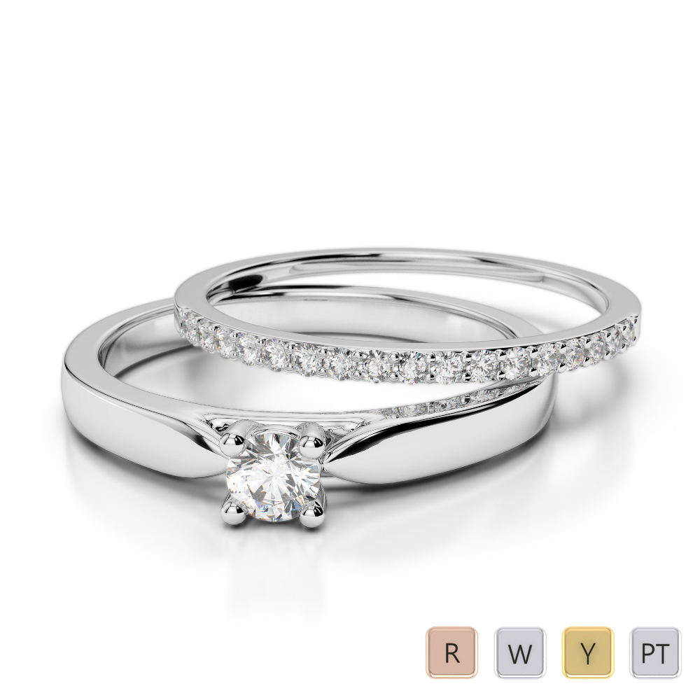 Gold / Platinum Round cut Diamond Bridal Set Ring AGDR-1055