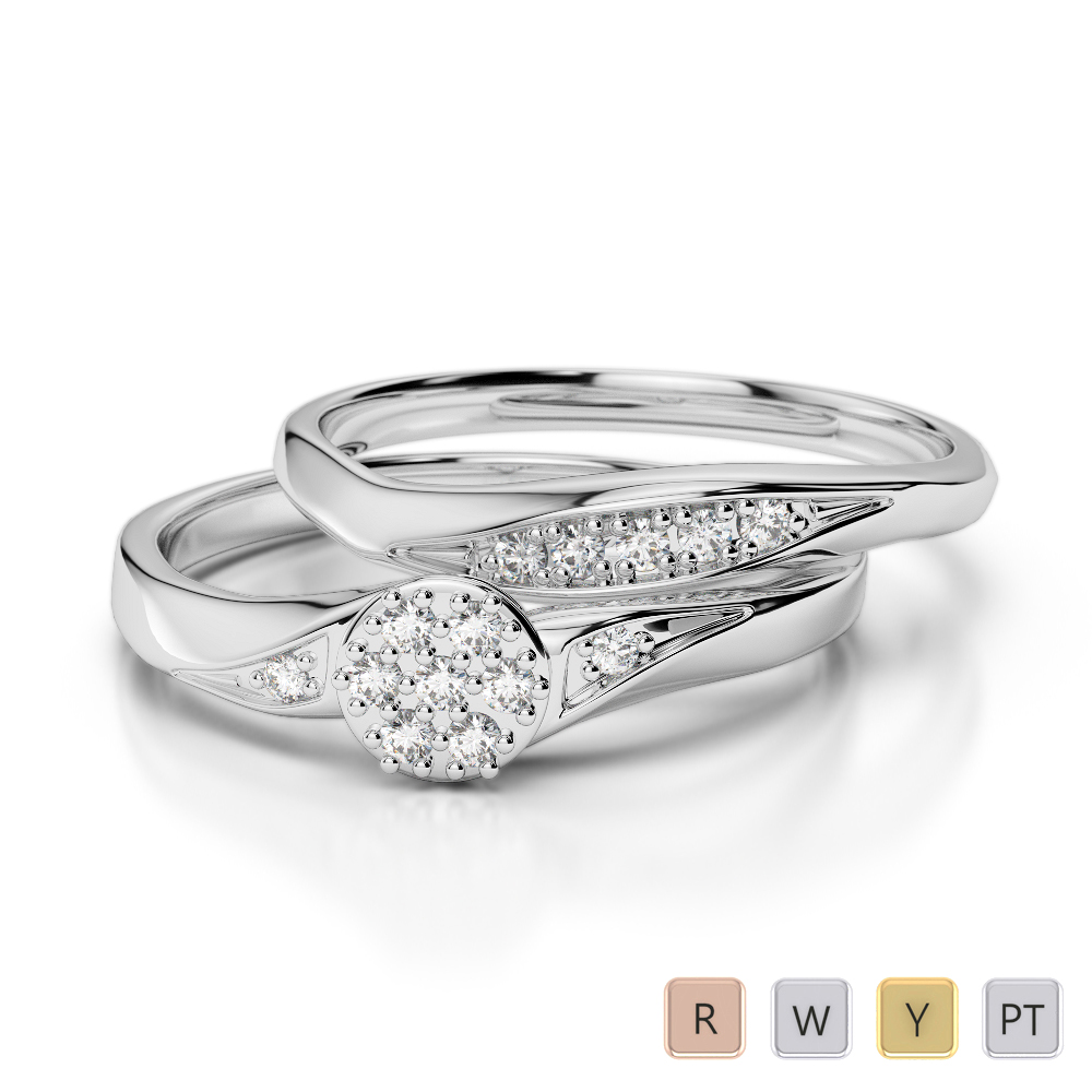 Gold / Platinum Round cut Diamond Bridal Set Ring AGDR-1057