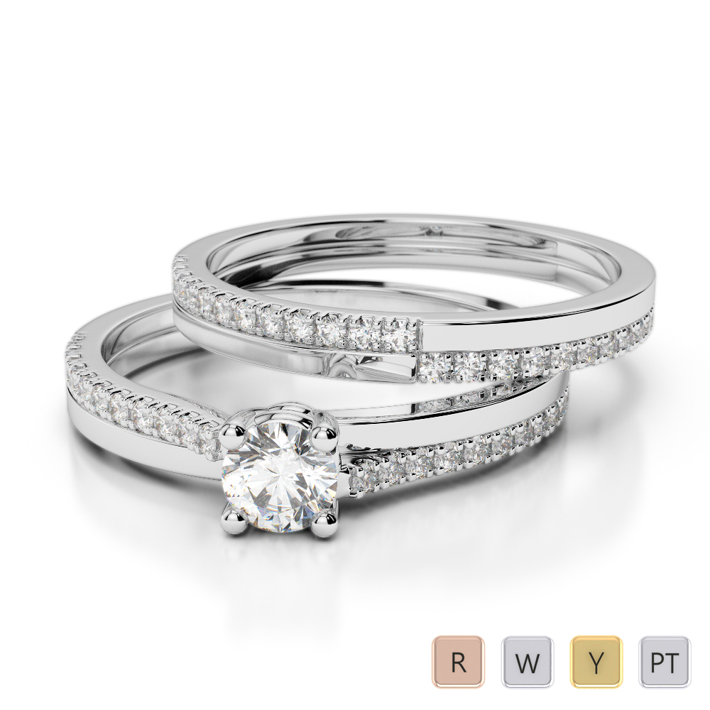 Gold / Platinum Round cut Diamond Bridal Set Ring AGDR-1060