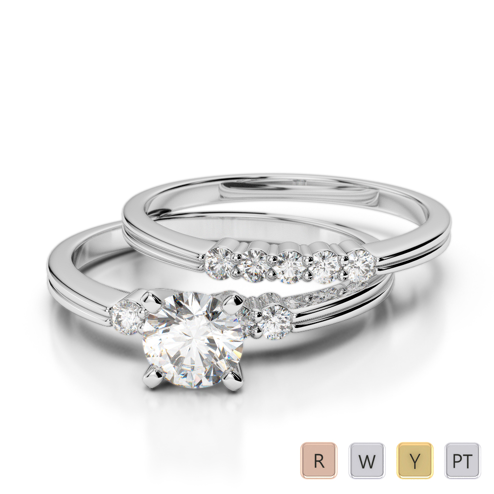 Gold / Platinum Round cut Diamond Bridal Set Ring AGDR-1158