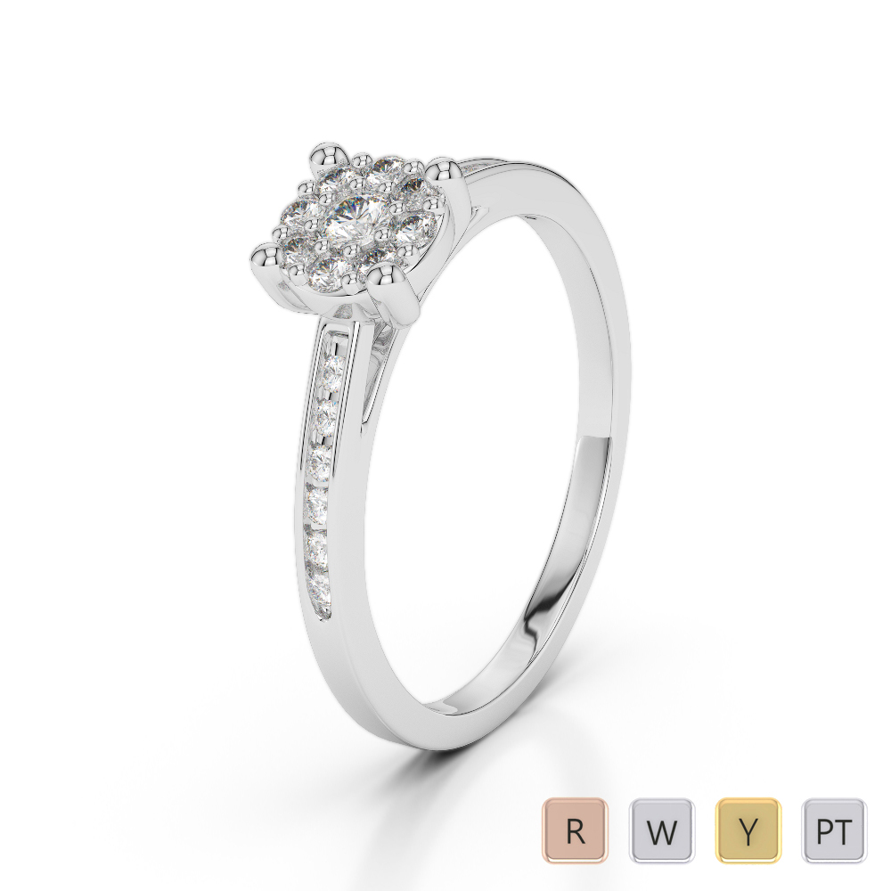 Gold / Platinum Round Cut Diamond Engagement Ring AGDR-1163