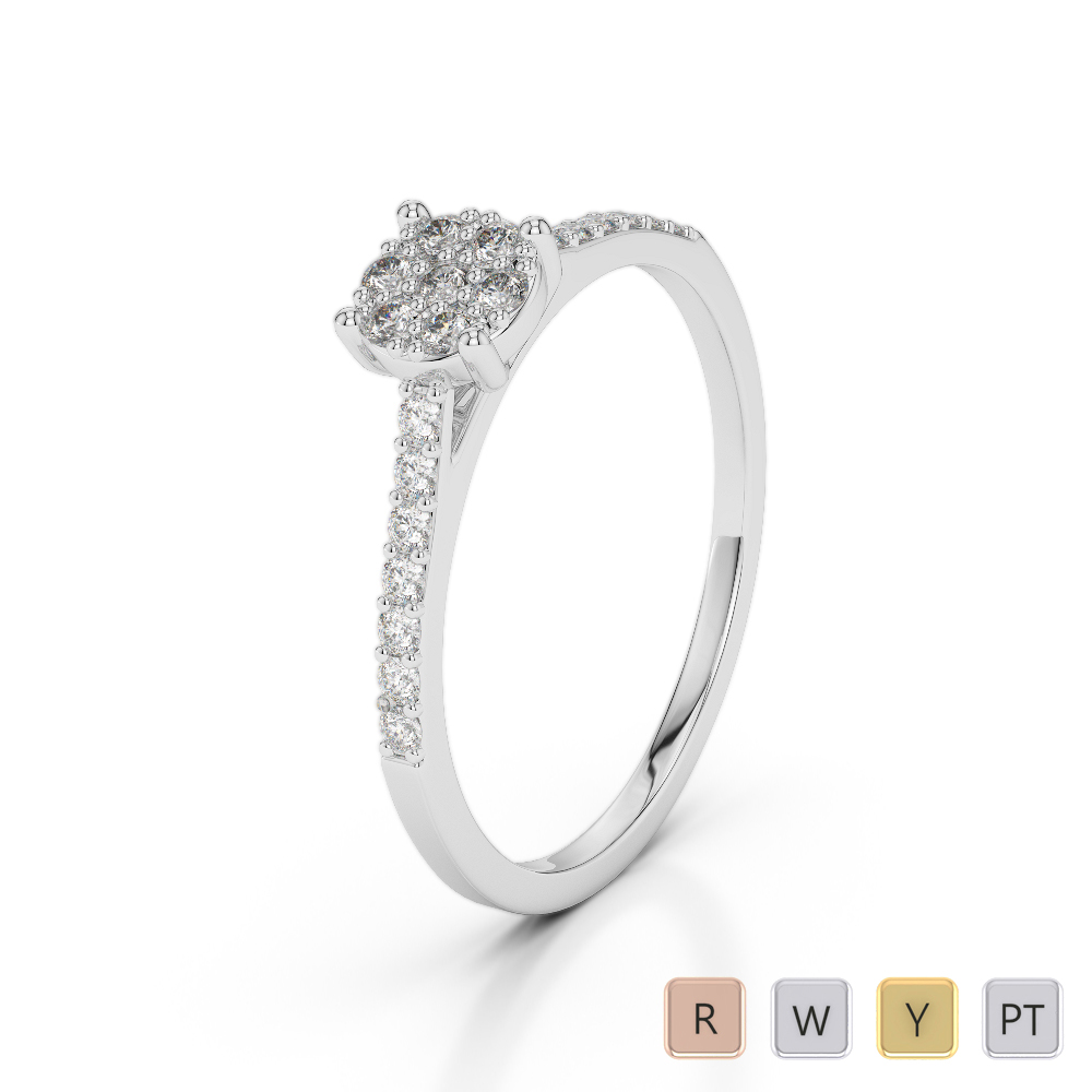 Gold / Platinum Round Cut Diamond Engagement Ring AGDR-1164