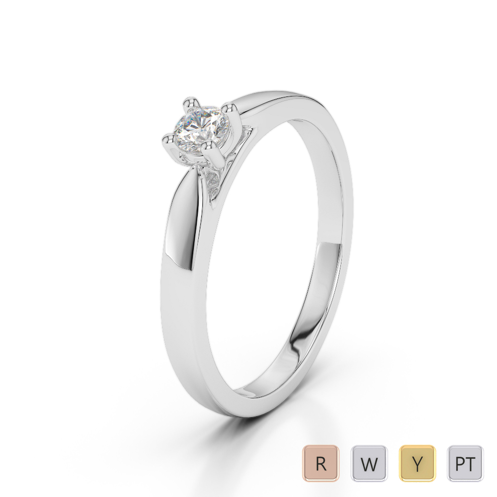 Gold / Platinum Round Cut Diamond Engagement Ring AGDR-1166