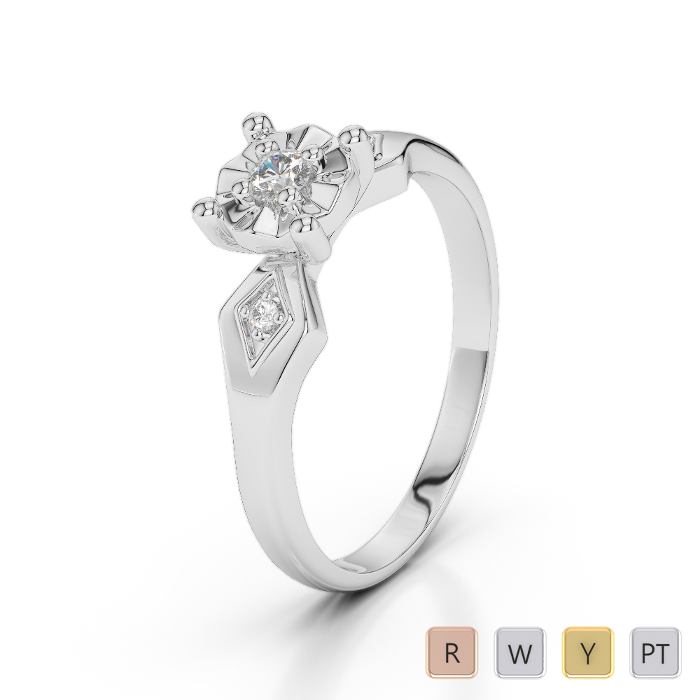 Gold / Platinum Round Cut Diamond Engagement Ring AGDR-1169