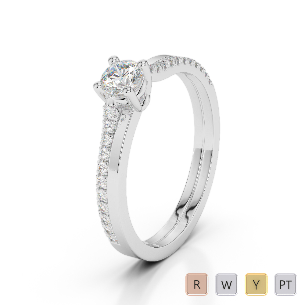 Gold / Platinum Round Cut Diamond Engagement Ring AGDR-1170