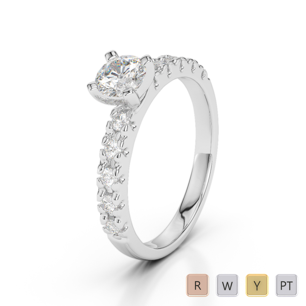Gold / Platinum Round Cut Diamond Engagement Ring AGDR-1171