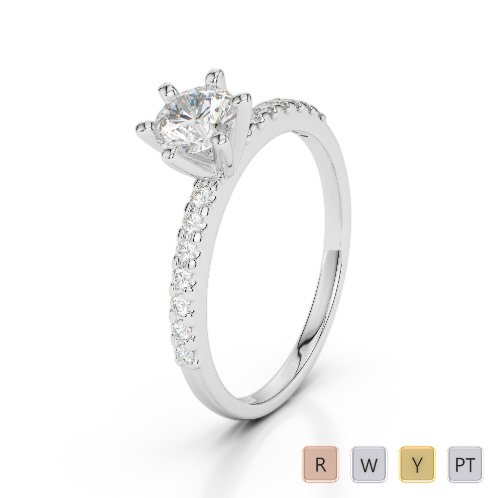 Gold / Platinum Round Cut Diamond Engagement Ring AGDR-1172