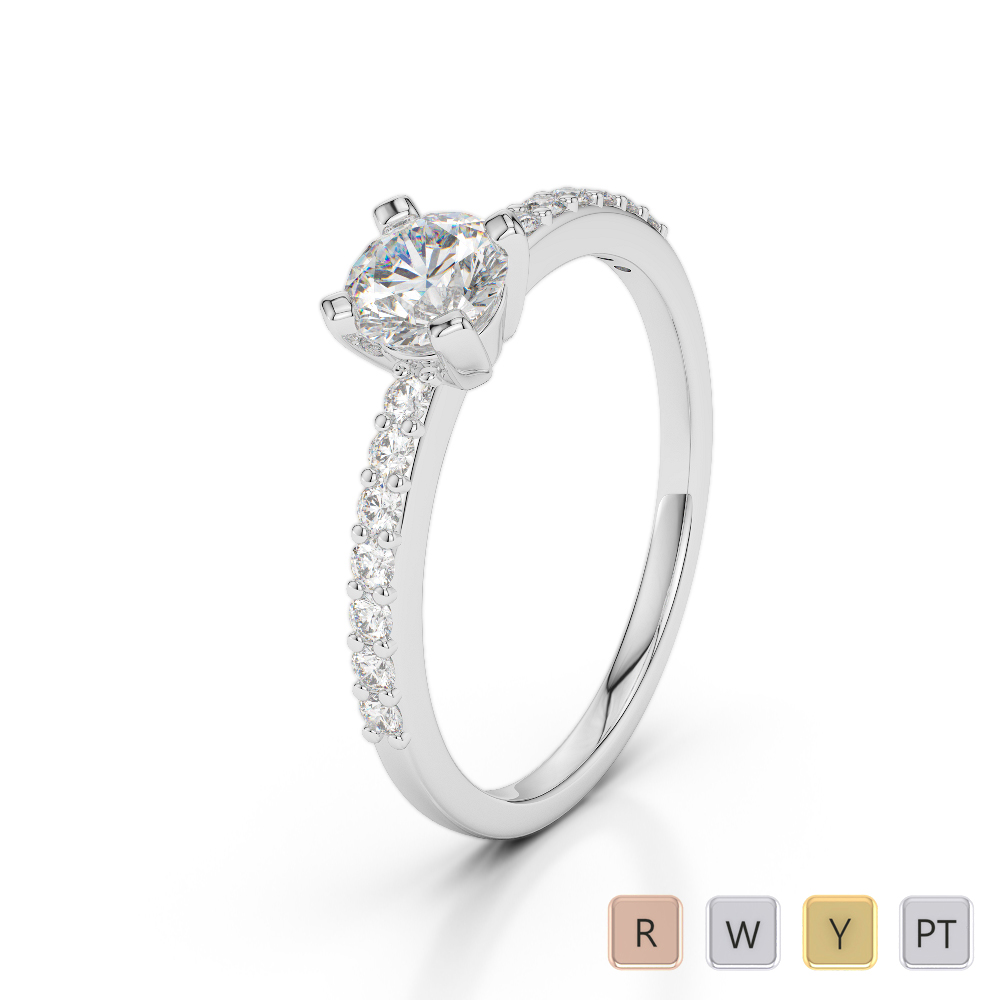 Gold / Platinum Round Cut Diamond Engagement Ring AGDR-1173