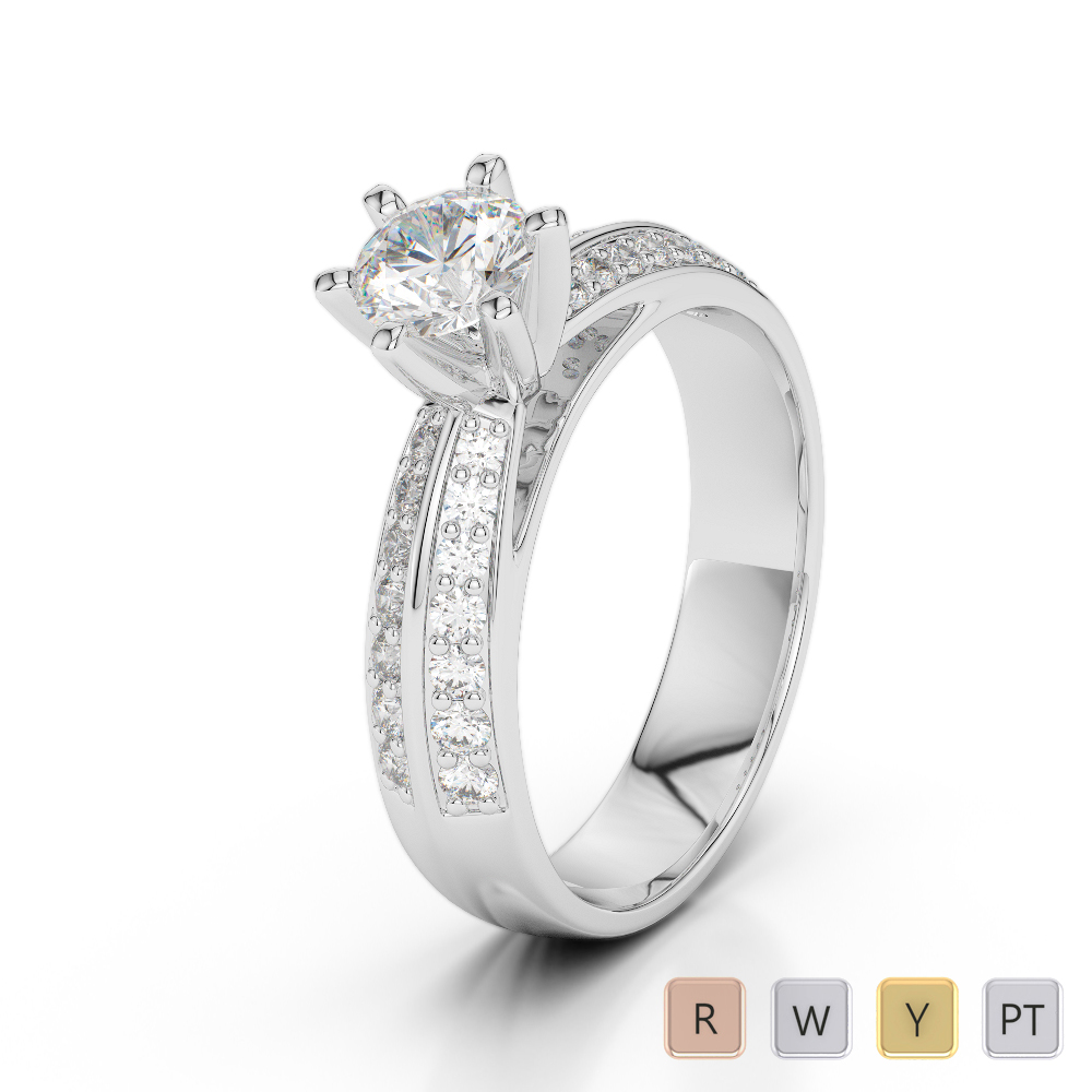 Gold / Platinum Round Cut Diamond Engagement Ring AGDR-1174