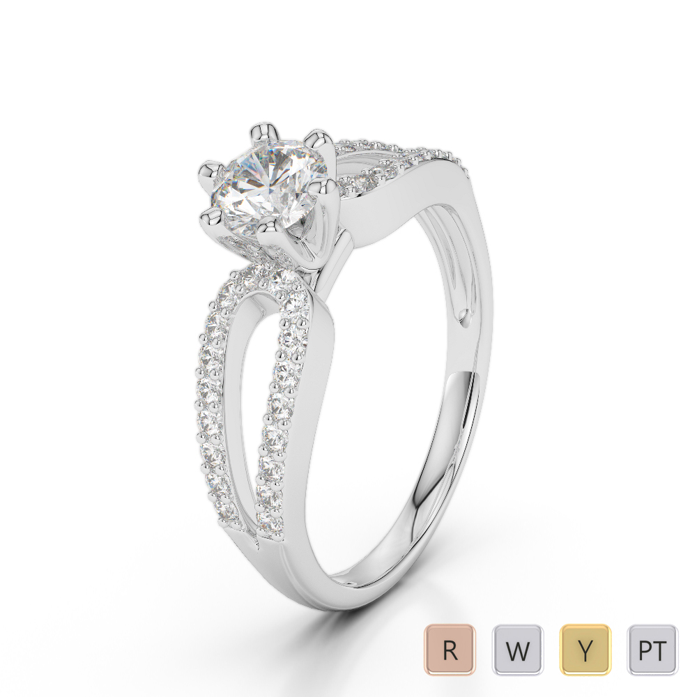 Gold / Platinum Round Cut Diamond Engagement Ring AGDR-1175
