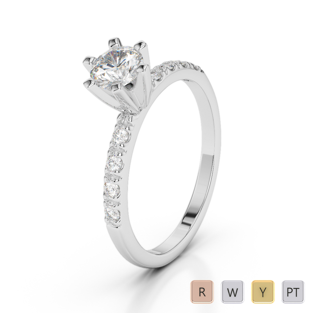 Gold / Platinum Round Cut Diamond Engagement Ring AGDR-1176