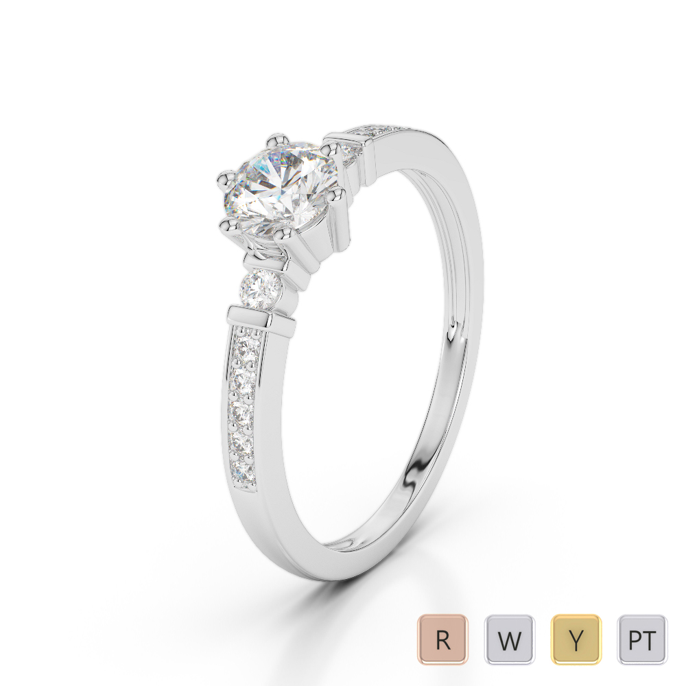 Gold / Platinum Round Cut Diamond Engagement Ring AGDR-1177
