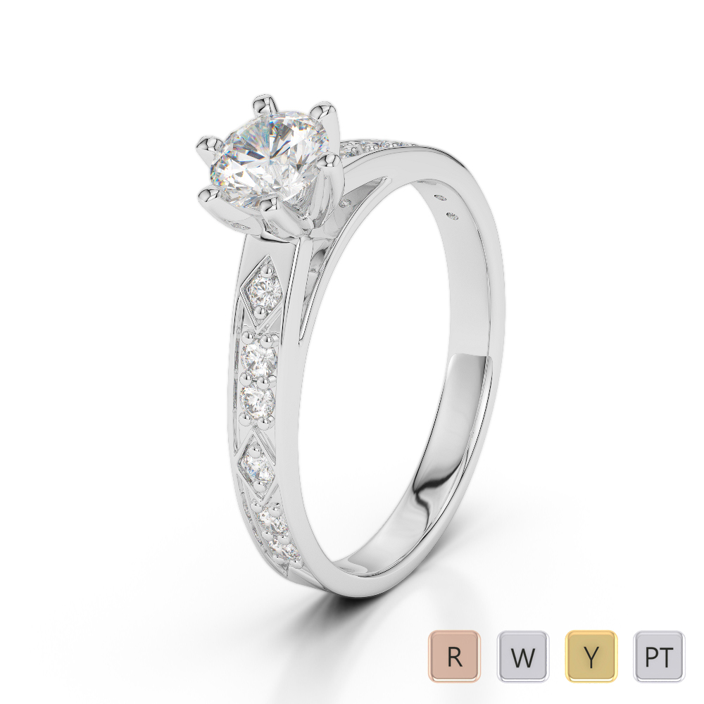 Gold / Platinum Round Cut Diamond Engagement Ring AGDR-1178