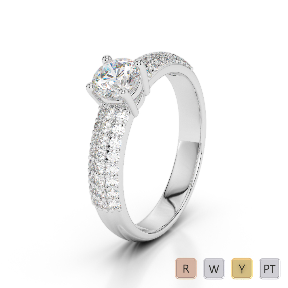 Gold / Platinum Round Cut Diamond Engagement Ring AGDR-1179