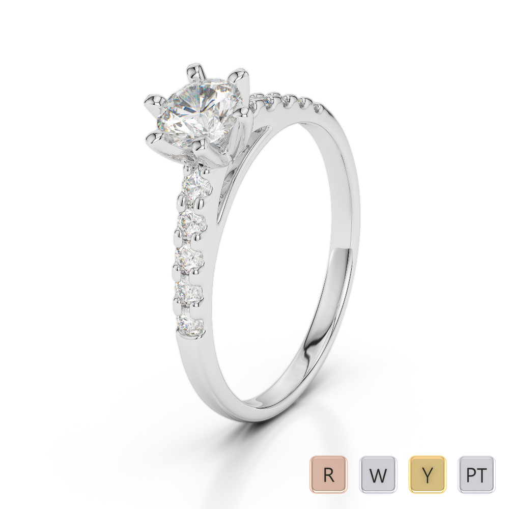 Gold / Platinum Round Cut Diamond Engagement Ring AGDR-1180