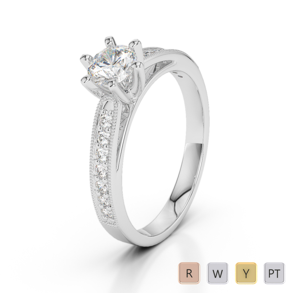 Gold / Platinum Round Cut Diamond Engagement Ring AGDR-1181