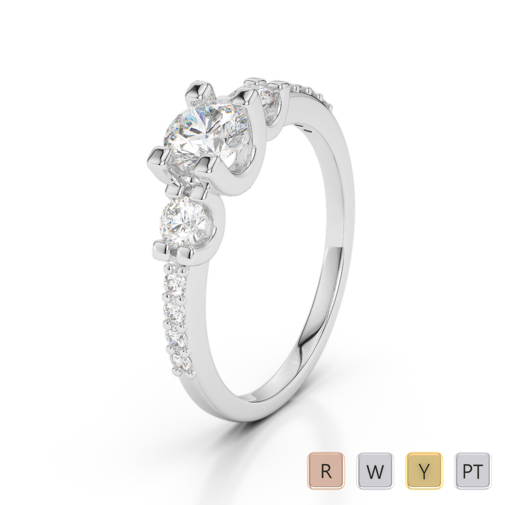 Gold / Platinum Round Cut Diamond Engagement Ring AGDR-1182