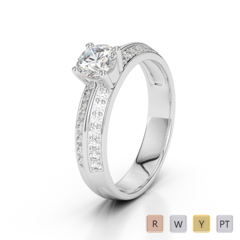 Gold / Platinum Round Cut Diamond Engagement Ring AGDR-1183