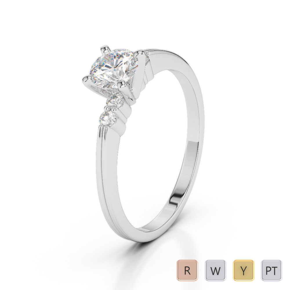 Gold / Platinum Round Cut Diamond Engagement Ring AGDR-1185