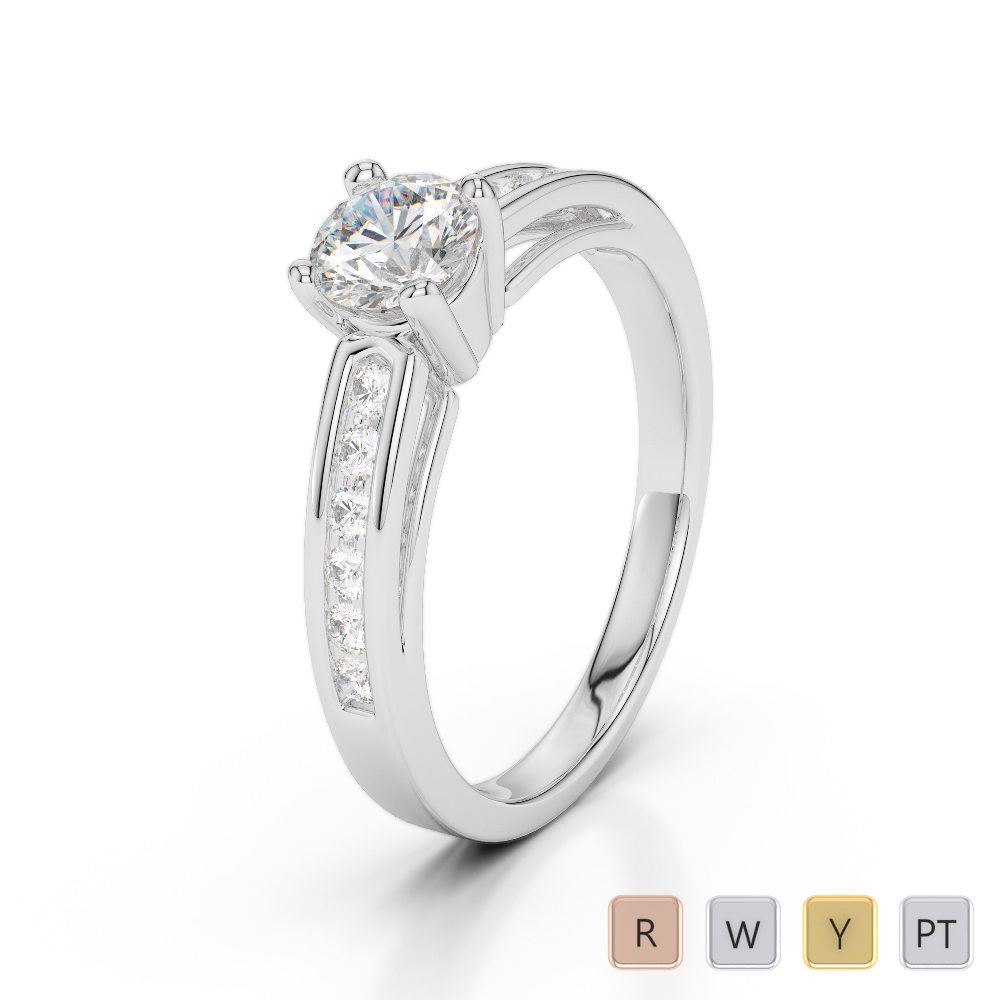 Gold / Platinum Round Cut Diamond Engagement Ring AGDR-1186