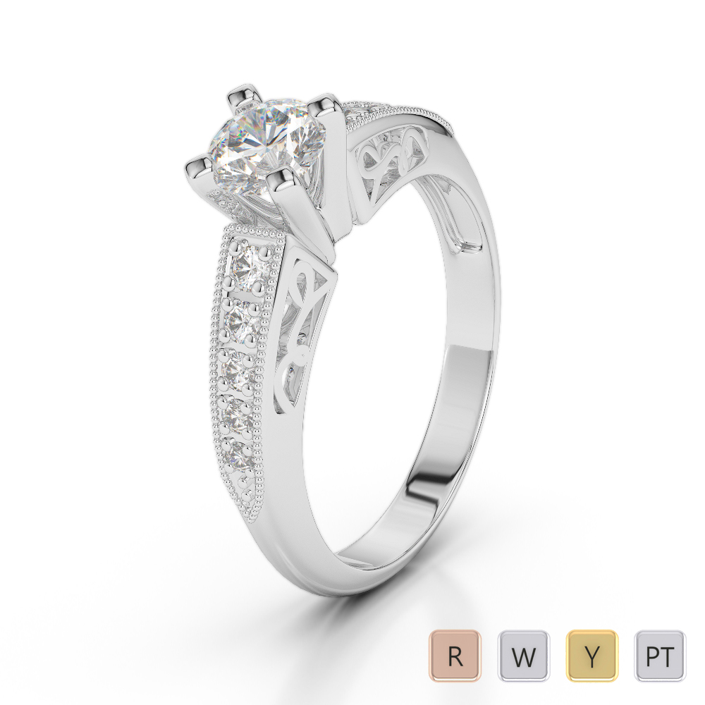 Gold / Platinum Round Cut Diamond Engagement Ring AGDR-1187