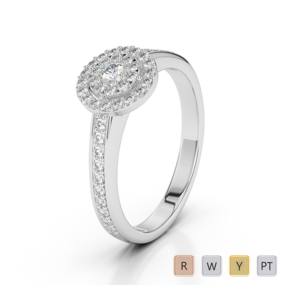 Gold / Platinum Round Cut Diamond Engagement Ring AGDR-1188