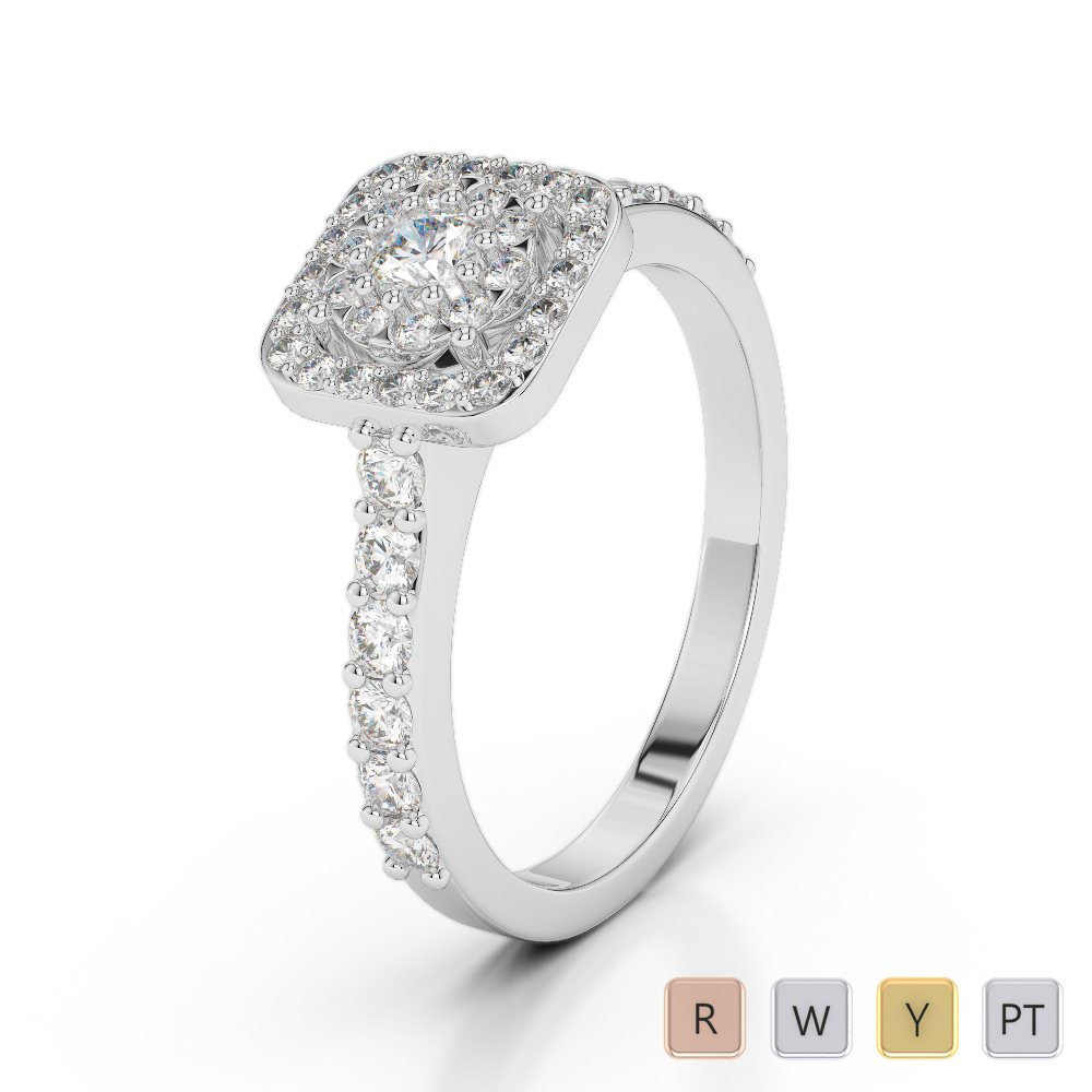Gold / Platinum Round Cut Diamond Engagement Ring AGDR-1189