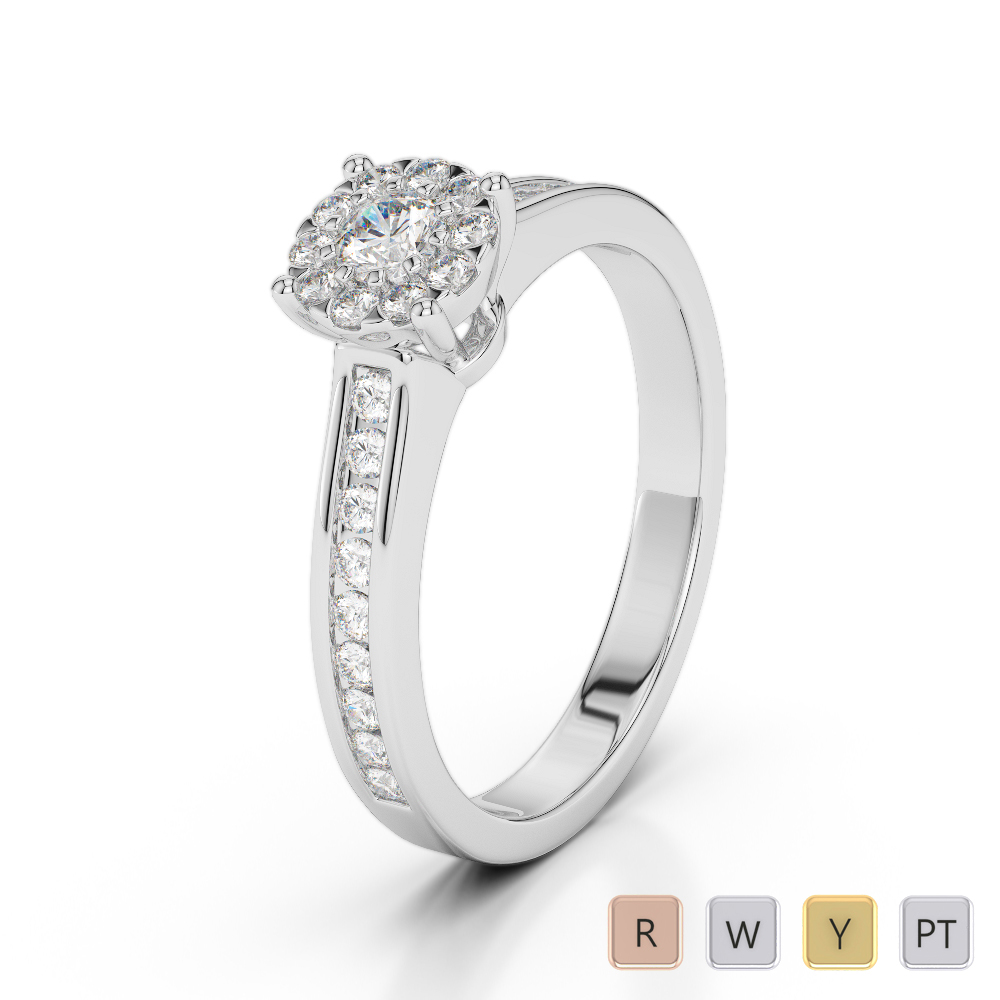 Gold / Platinum Round Cut Diamond Engagement Ring AGDR-1190