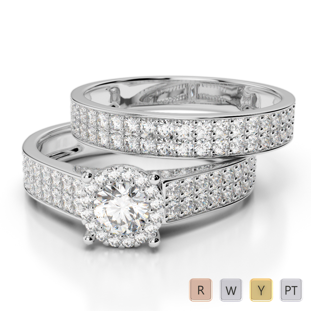 Gold / Platinum Round cut Diamond Bridal Set Ring AGDR-1191