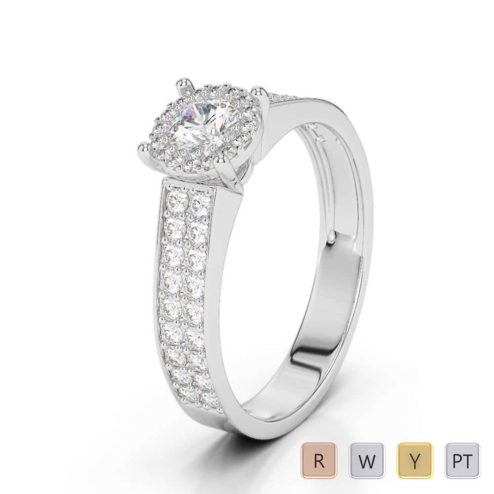 Gold / Platinum Round Cut Diamond Engagement Ring AGDR-1192
