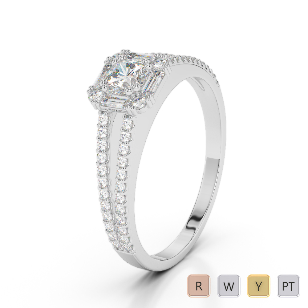 Gold / Platinum Round Cut Diamond Engagement Ring AGDR-1194