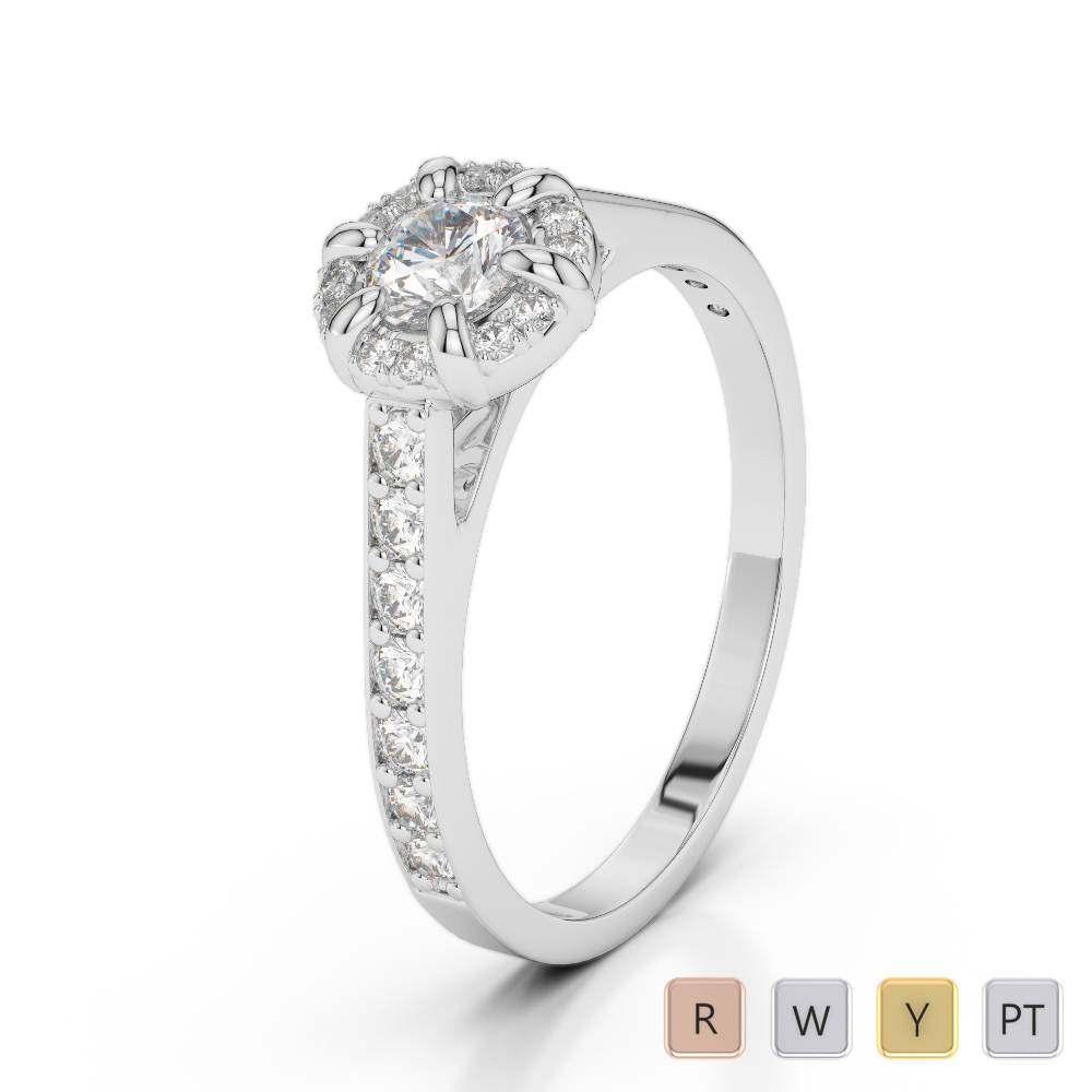 Gold / Platinum Round Cut Diamond Engagement Ring AGDR-1196