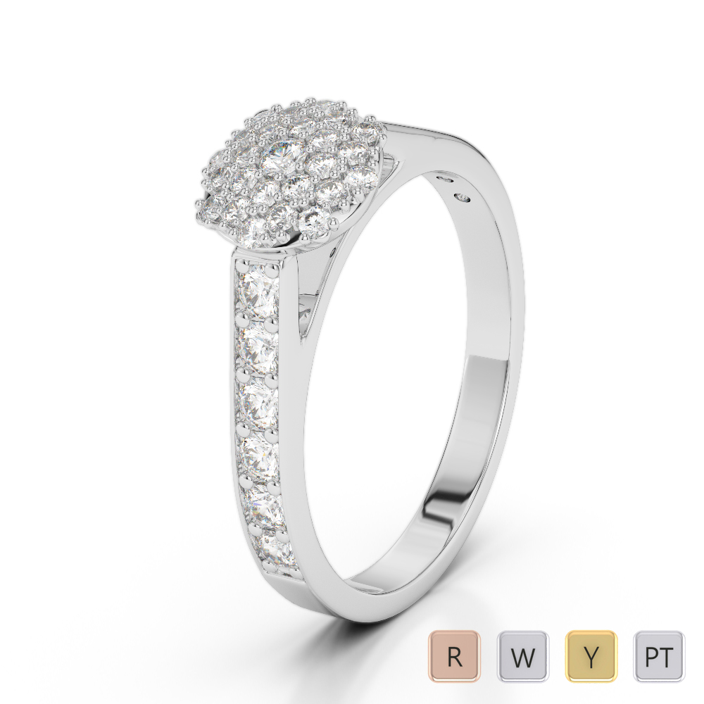 Gold / Platinum Round Cut Diamond Engagement Ring AGDR-1198