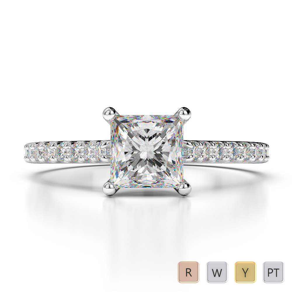Princess Lab Diamond Engagement Ring in Gold / Platinum