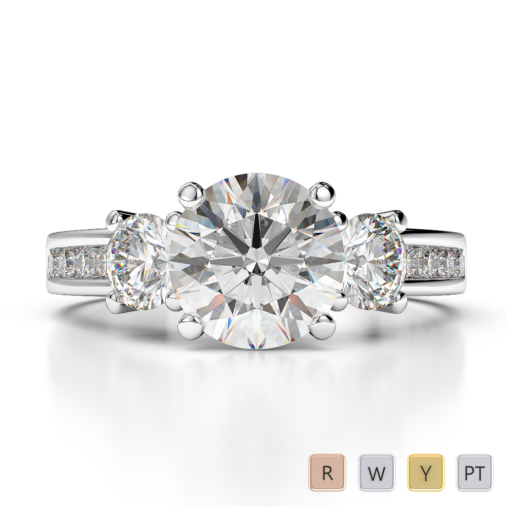 Round Lab Diamond Engagement Ring in Gold / Platinum
