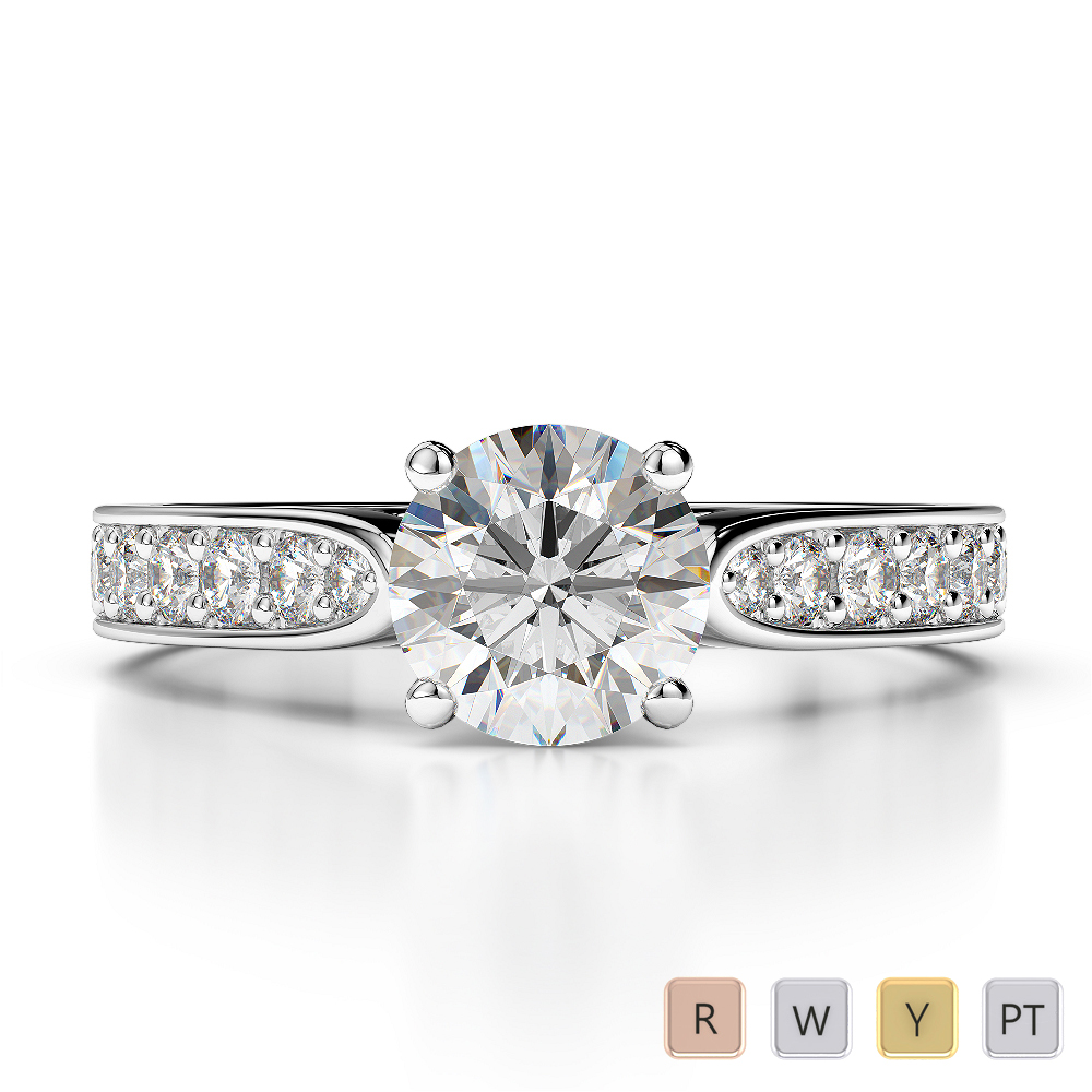 Round Lab Diamond Engagement Ring in Gold / Platinum