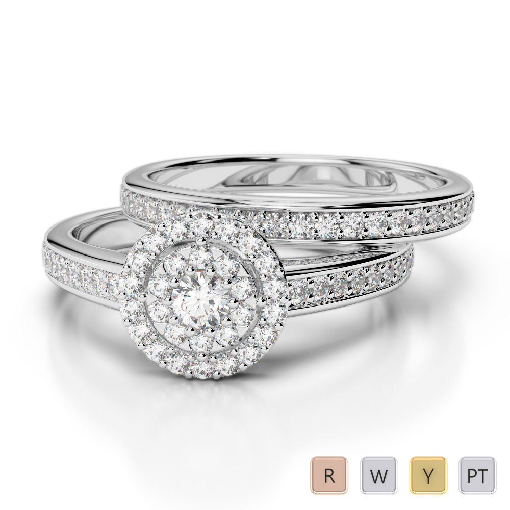 Gold / Platinum Round cut Diamond Bridal Set Ring AGDR-1239