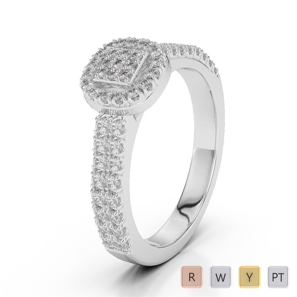 Gold / Platinum Round Cut Diamond Engagement Ring AGDR-2000