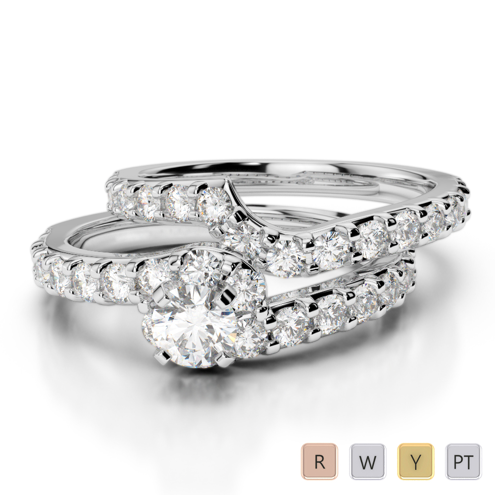 Gold / Platinum Round cut Diamond Bridal Set Ring AGDR-2003