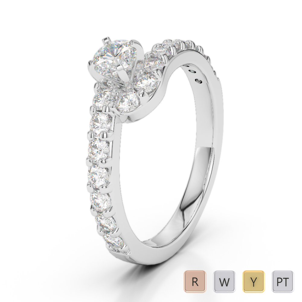 Gold / Platinum Round Cut Diamond Engagement Ring AGDR-2004