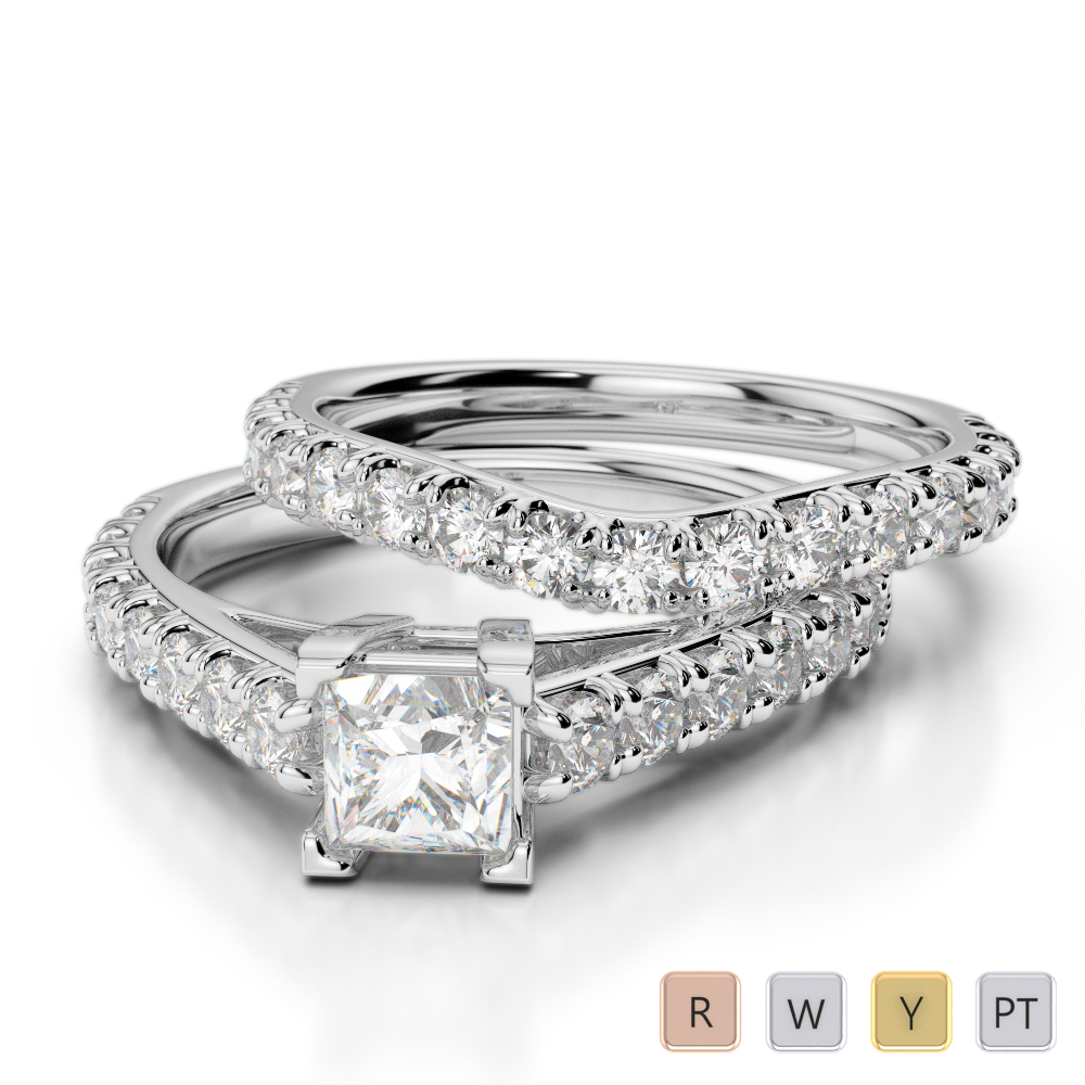 Gold / Platinum Round cut Diamond Bridal Set Ring AGDR-2007