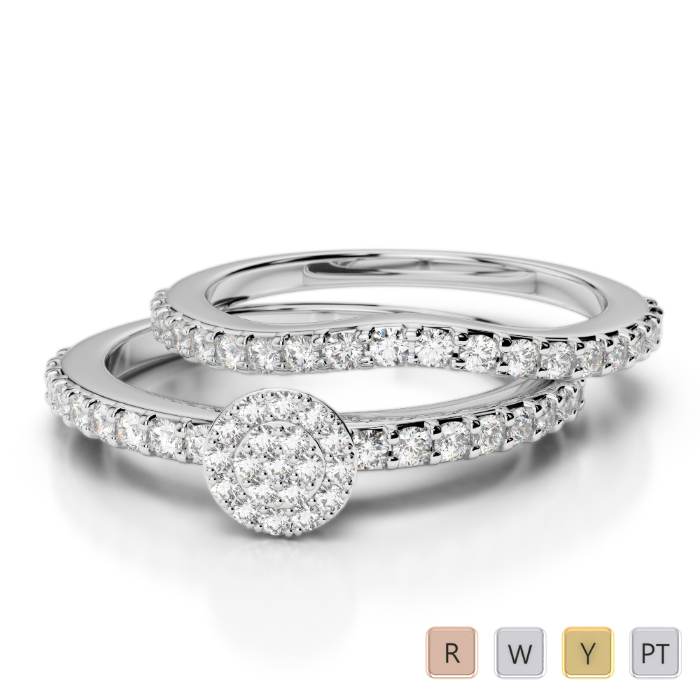 Gold / Platinum Round cut Diamond Bridal Set Ring AGDR-2009