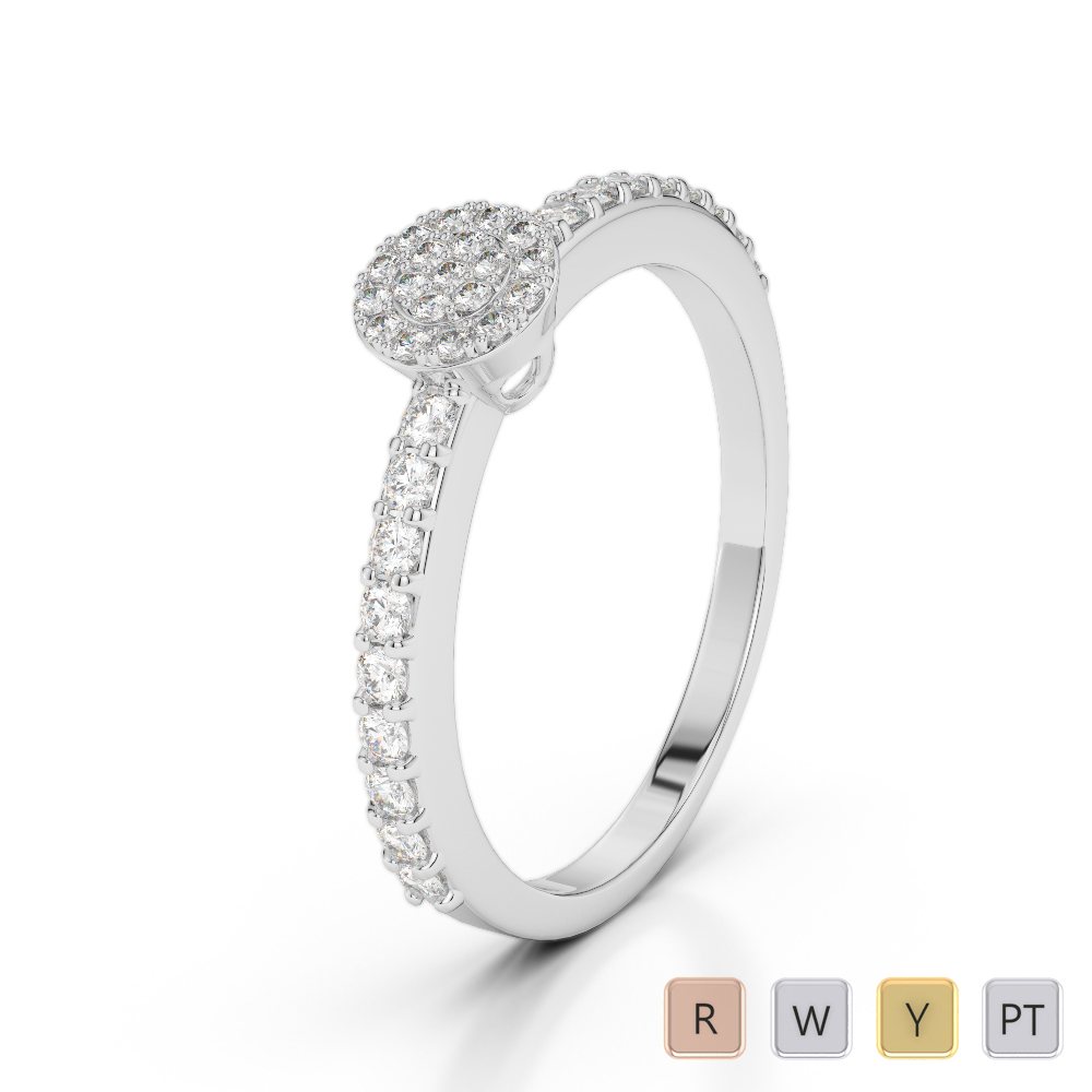 Gold / Platinum Round Cut Diamond Engagement Ring AGDR-2010