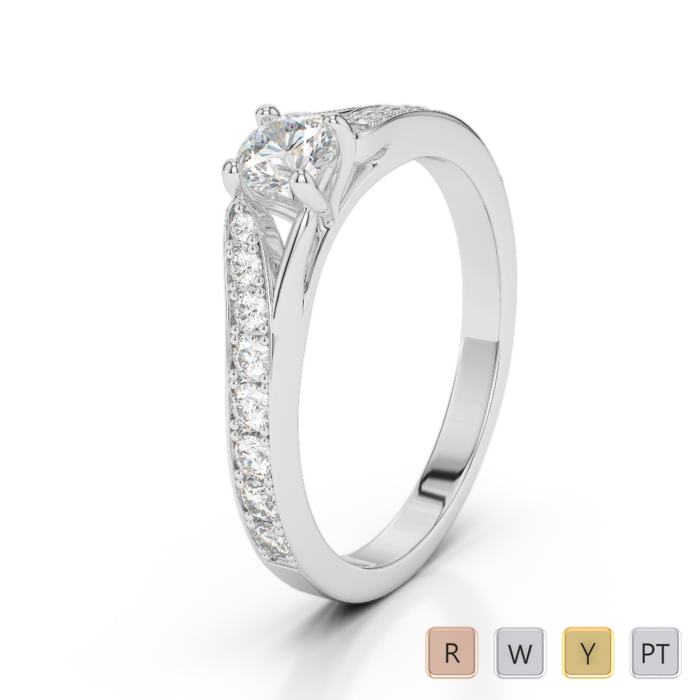 Gold / Platinum Round Cut Diamond Engagement Ring AGDR-2012