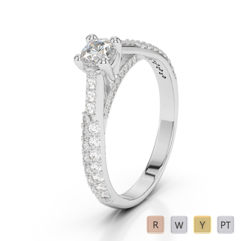 Gold / Platinum Round Cut Diamond Engagement Ring AGDR-2014
